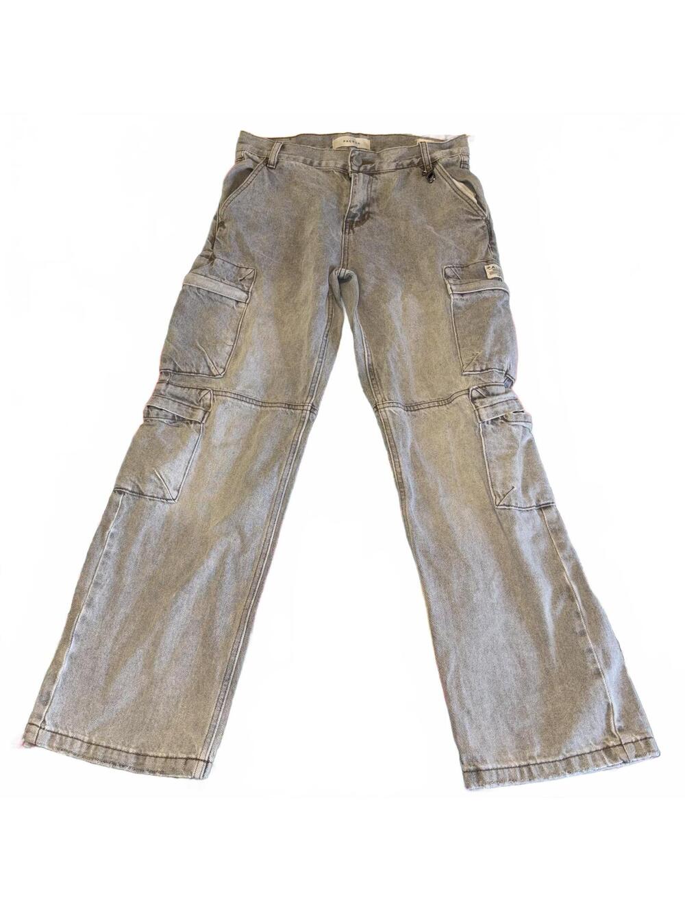 Pacsun Denim Baggy 32 x 32 Gray Cargo Pants with Multiple Pockets Denim Trendy